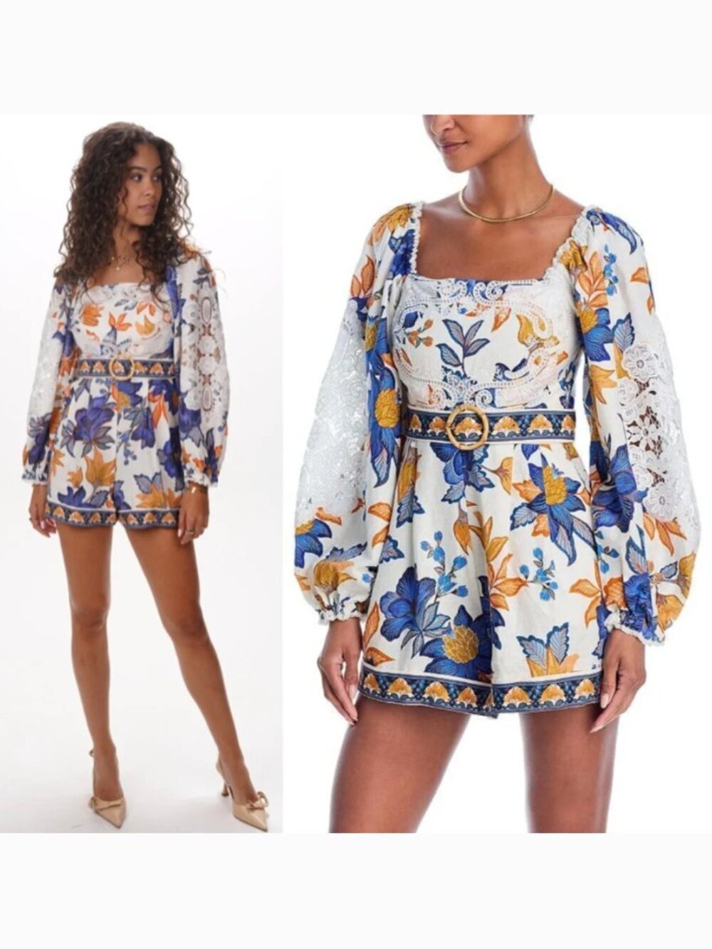 Farm Rio Romper M NWT Summer Flowers Off-White Floral Resort Trendy